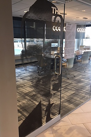 custom film in an office door