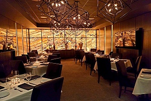 Elegant custom wall art in restaurant