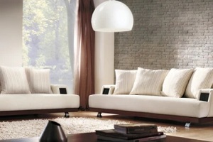 white sofa with white wall coverings