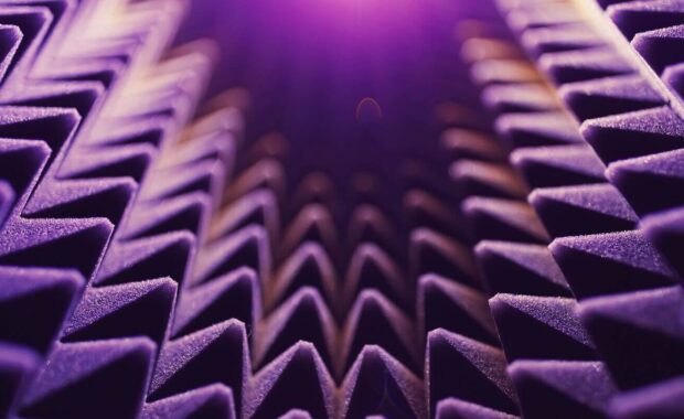 acoustic foam pyramid abstract background with glow light