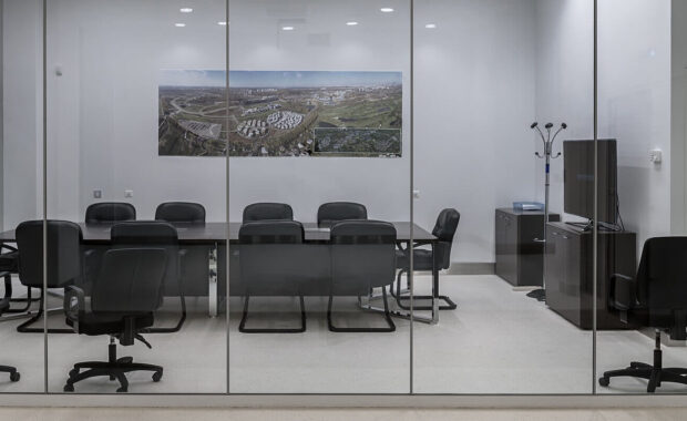 modern meeting room with transparent partitions