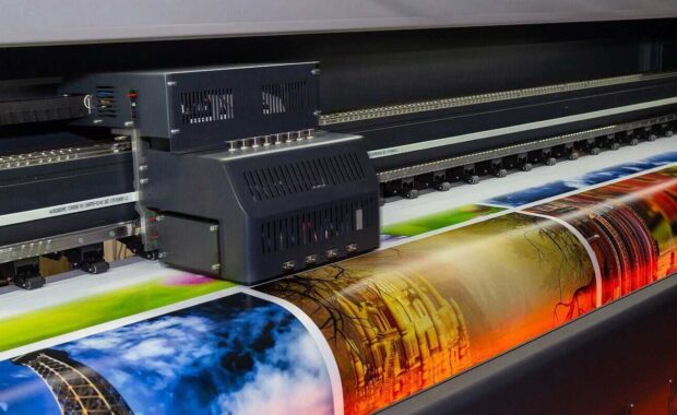 large format printing machine in operation