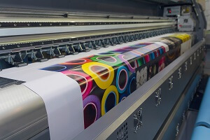 large format printing in progress with large printer