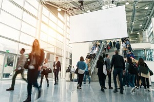 empty middle-range graphic board in trade show