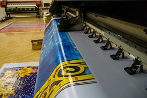 a wide printer during printing process