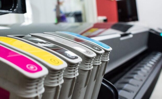 ink cartridges in plotter for printing