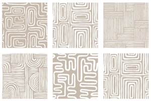set aesthetic contemporary printable seamless pattern with abstract line brush stroke shapes and line in nude colors