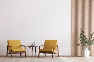 waiting room with empty commercial wall covering mockup