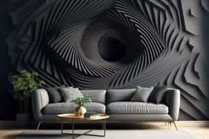 modern interior living room design and black custom wall pattern texture background