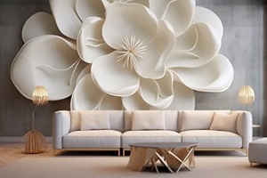 high quality flower with circles rendering decorative mural digital wall covering illustration