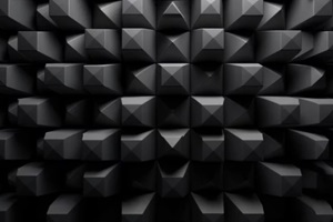 dark acoustic panels made of acoustic foam rendered in 3D for a soundproof background