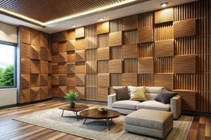 modern living space with wall panels