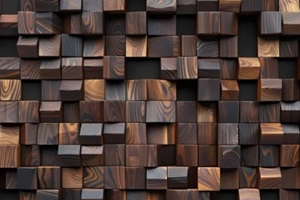 brown wooden acoustic panels wall texture on wood background for interior design