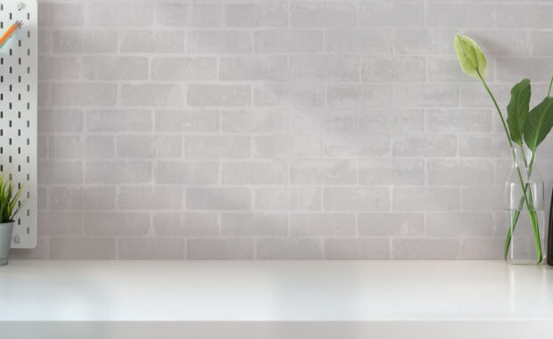 loft home office workspace and copy space - custom wall covering