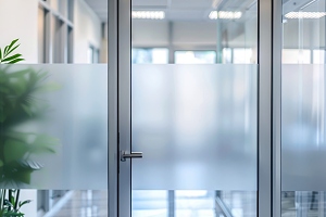 Decorative privacy film on door