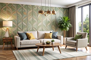 green pattern custom wall coverings