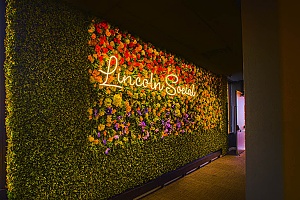 Lincoln Social light up floral branded graphic sign