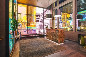 a hotel interior with acrylic mirrors installed