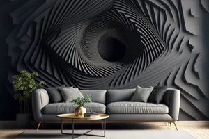 interior living room design and black wall pattern texture 