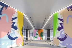office wall mural with editable mockup