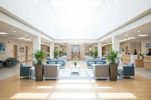 bright modern waiting area interior design in a medical center clinic